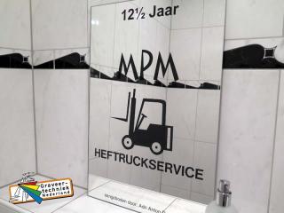 Spiegel met gravure logo, voor bv een jubileum